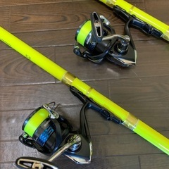 1万円　海釣りセット×2　シマノリールつき　釣り竿　ロッド　フィッシング　バス　シーバス　リールの画像