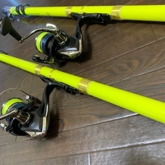 1万円　海釣りセット×2　シマノリールつき　釣り竿　ロッド　フィッシング　バス　シーバス　リールの画像