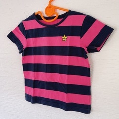 x-girl first stage 100cm 半袖 Tシャツ ボーダー ネイビー ピンクの画像