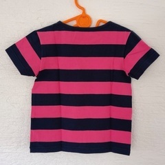 x-girl first stage 100cm 半袖 Tシャツ ボーダー ネイビー ピンクの画像