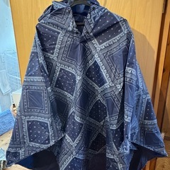 ペイズリーバンダナ柄レインポンチョ