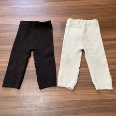 リブ編みニットレギンスパンツ　2本セット