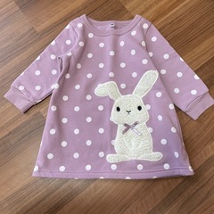 ウサギ刺繍 水玉チュニック 80cm