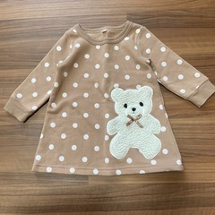 クマ刺繍 水玉チュニック80