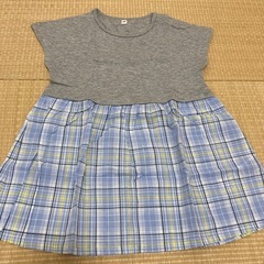 新品　無印　切替半袖チュニック　100センチ