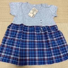 新品　無印　切替半袖チュニック　100センチ