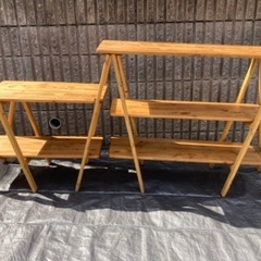 キャンプ アウトドア キッチンテーブル 木製ラック
