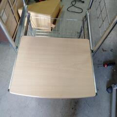 不二貿易 レンジ台 木製 5段 高さ129cm 幅50cm 奥行37cm  突き出し最大67cm 通電確認済み キッチン収納 レンジラックの画像