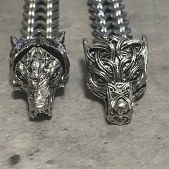 狼の頭部デザイン シルバーブレスレット