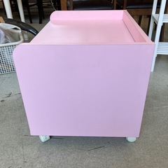 ☆値下げ☆M2505-058 キャスター付きチェスト 2段 ピンク キズ汚れ有りの画像