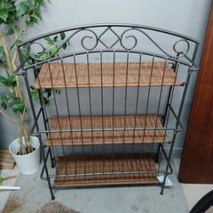 【値下げ！】mindart studio ラタンシェルフ 3段 金属フレーム 棚折りたたみ可 高さ113cm 幅85cm 奥行30cm フィリピン製 マインドアートの画像