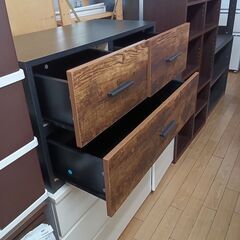 ★ジモティ割あり★  ローチェスト ブラウン H47×D39×W79 クリーニング済み TK5099の画像