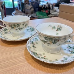 A7053【ナルミ】ぶどう柄 カップ ソーサー 2客