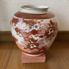 九谷焼　光崖窯 花瓶　鴛鴦（オシドリ）梅　牡丹 金彩　光竜造