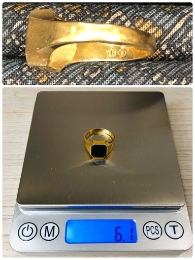 18K ブラックオニキス 印台リング 指輪 6.1g