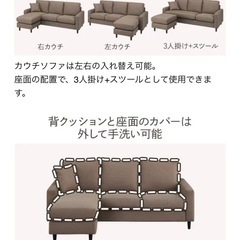 【ニトリ】　3人掛け　L字ソファー　の画像