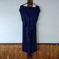 SISLEY ネイビー Vネックラップワンピース