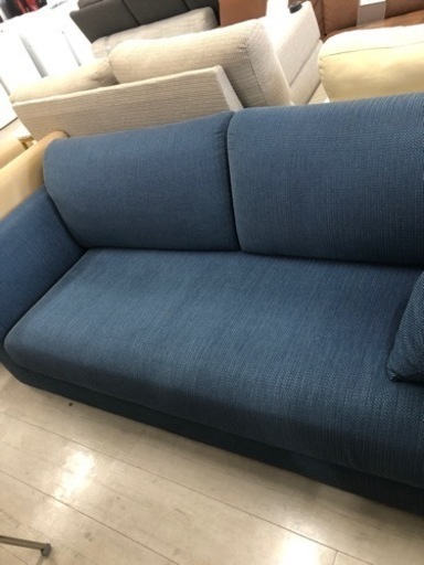 3人掛けソファーファブリックブルー【トレファク堺福田店】