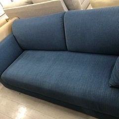 3人掛けソファーファブリックブルー【トレファク堺福田店】