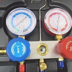 マニホールドゲージ 対応冷媒 R134a R12 R22 R502 家庭用 エアコンガスチャージ メーカー不明 札幌市 白石店の画像