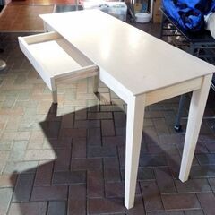 木製デスク フリーデスク アイボリー系 幅120cm 奥行45cm 引出1  PCデスク パソコンデスク 机 札幌市東区 新道東店の画像