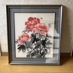 高畠紫香の絵画　花の絵　額縁入り