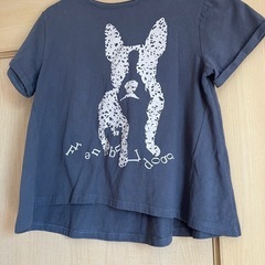 フレンチブル　dog 犬のシルエットTシャツ ブラウンの画像