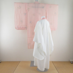 子供着物 女の子用 夏用 絽 四つ身 襦袢セット 花模様 薄ピン...