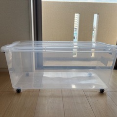 透明プラスチック収納ボックス 大 キャスター付き3つセット