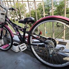 子供用自転車 黒とピンク 22インチ