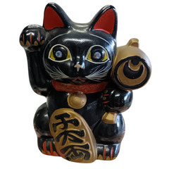 （ご予約済ar）(中古)昭和レトロ 黒招き猫の貯金箱