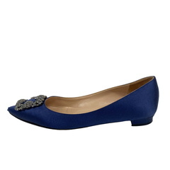 マノロブラニク MANOLO BLAHNIK パンプス ラインストーン ハンギシ ブルー