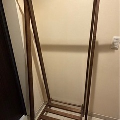 山善(YAMAZEN) 折りたたみ 木製ハンガーラック 棚付き 