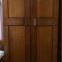 鏡付き 木製 洋服タンス（縦長）