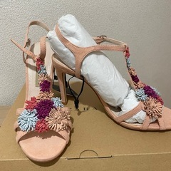 ZARA サンダル　ヒールサンダル　スエードサンダル　ピンク　