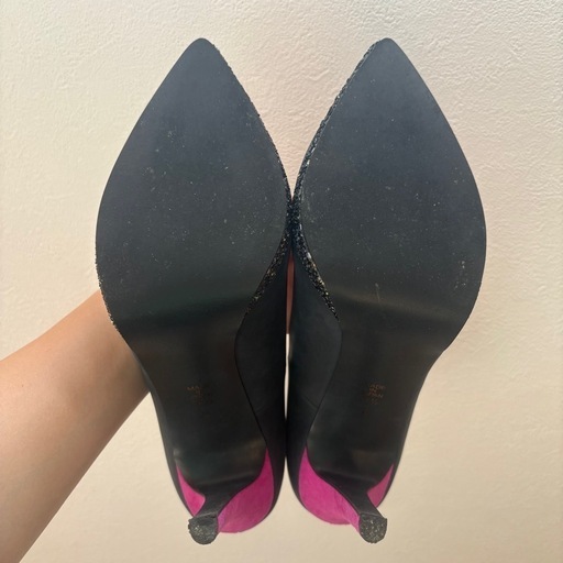 【美品】DIANA パンプス クロスムースマルチグリッター 24.5cm