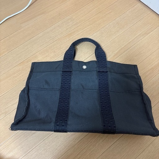 HERMÈS エルメス エールライン トートバッグ グレー キャンバス