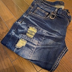 クラッシュパッチワークデニムジーンズパンツvintageウォッシ...