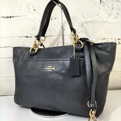 【本物！】COACH グレー 金具 レザー ショルダーバッグ　手...
