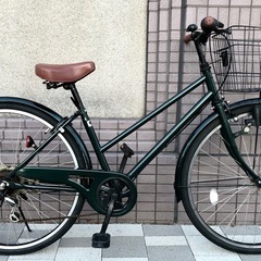 濃緑色　自転車　シティサイクル　26インチ　6段変速　ダイナモラ...