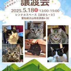 5月18日（日）猫の譲渡会 犬山市 @レンタルスペースぽぽ…