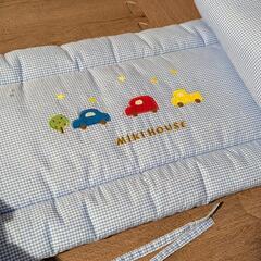 【譲ります】MIKI HOUSE ベッドガード（ブルー・くるま柄...