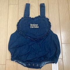 ロンパース ベビー ベビー服 女の子　ハート　デニム　80