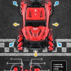 新品未使用⭐️赤いラジコンカー 360°全方向走行 水陸両用 子供 誕生日の画像