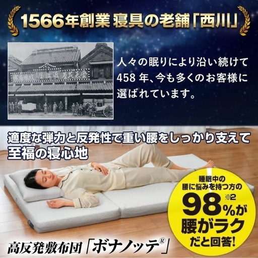 【新品未開封】西川マットレス　ボナノッテプレミアム　シングル　グレー BU16011