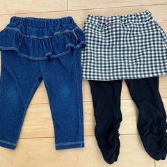 セラフ パンツ ズボン 80 ベビー フリル デニム調 ギンガム...