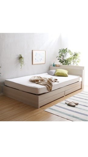 セミダブルベッドフレーム[引取り限定]収納コンセント付き