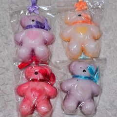 固形石鹸 クマ 4個 ソープ テディ どうぶつ カラフル 4色熊石鹸
