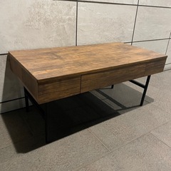 【美品】弘益 センターテーブル 引出付 ブラウンの画像