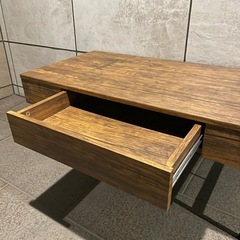 【美品】弘益 センターテーブル 引出付 ブラウンの画像